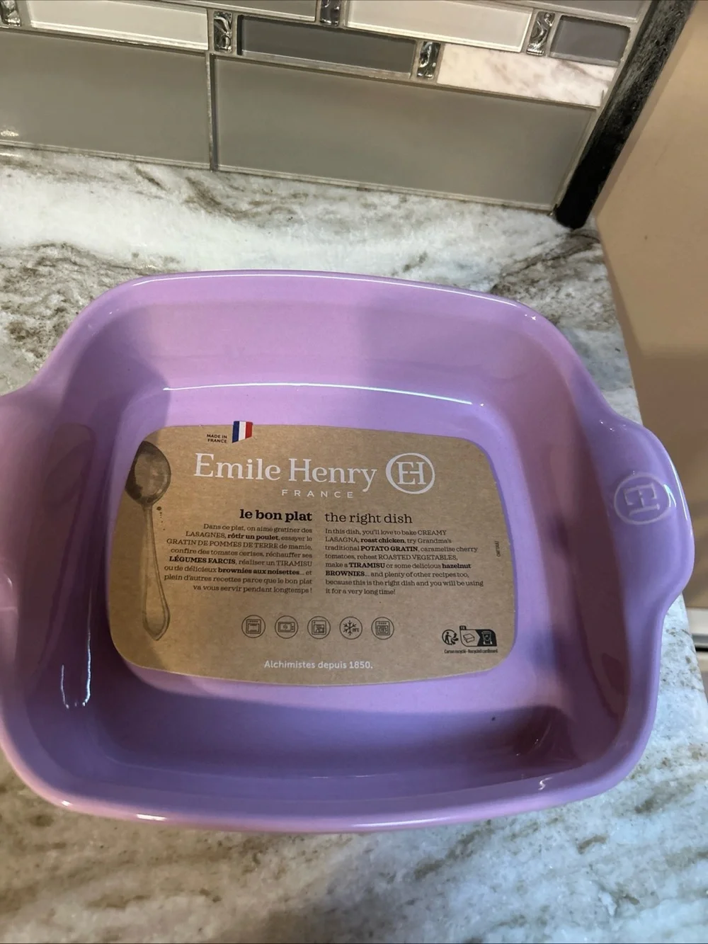 Emile Henry 9x9 square Baking Dish In Unreleased Mauve Pink Purple France new